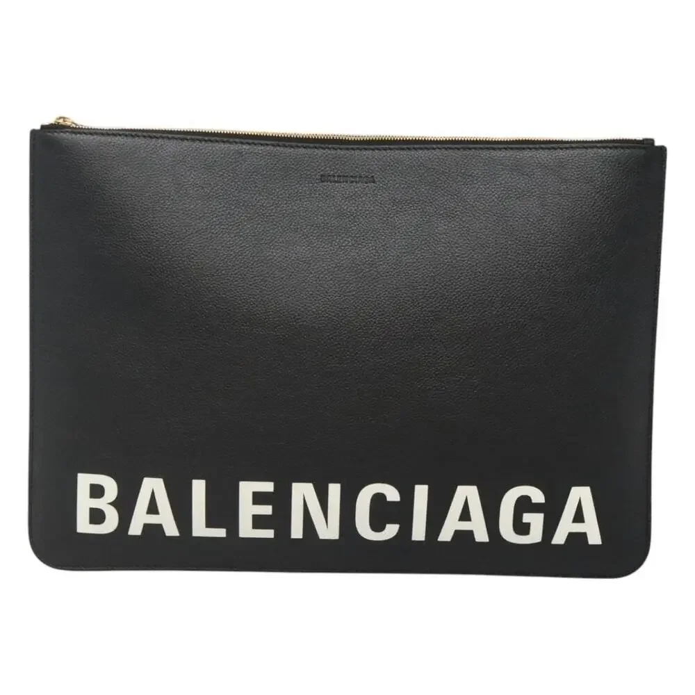 Balenciaga Leather Clutch Bag Black